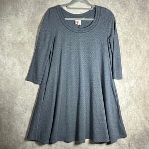 Anthropologie Lilka A-Line Dress‎ Womens Small Gray Textured 3/4 Sleeves Swing